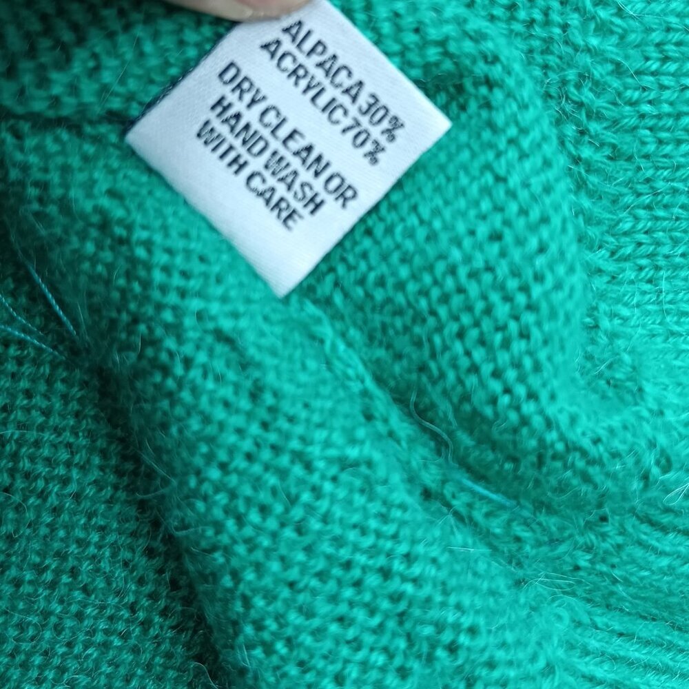 ALPACA CONNECTION Women's Hoodie Sweater XL Green Fringe Boho Hippie Aztec - Picture 8 of 8